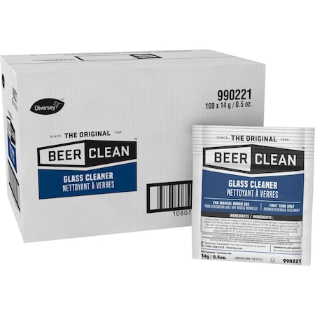 Beer Clean Powder Glass Cleaner, White, 100 PK DVO990221